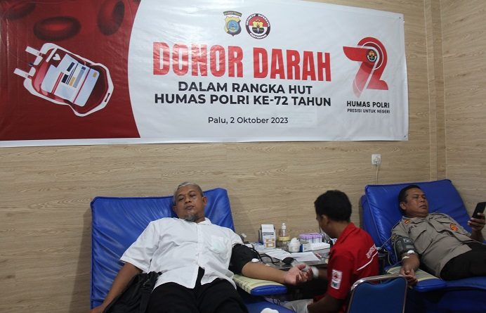 HUT Humas ke-72, Bidhumas Polda Sulawesi Tengah Gelar Bakti Sosial Donor Darah