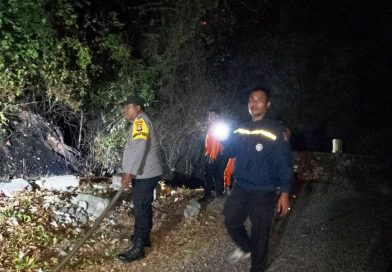 Polisi dan Tim Gabungan Berjuang Padamkan Karhutla di Jalan Trans Sulawesi Poh Pagimana